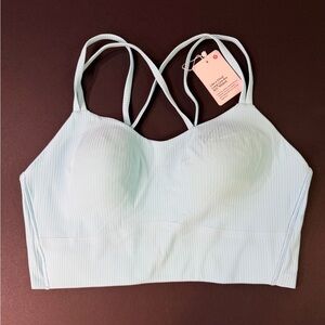 Lululemon NWT “Like a Cloud” long-line B/C ribbed sports bra size 10 Cyan Blue